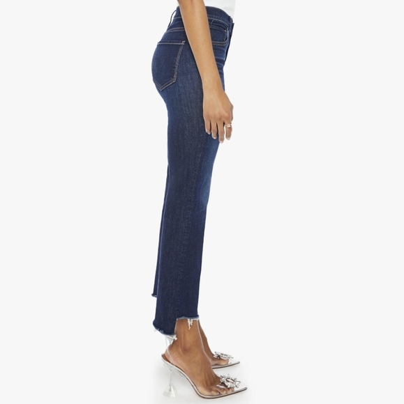 Mother The Insider Crop Step Fray High-Rise Baby Boot Blue Jeans - Size 26 - Picture 2 of 16